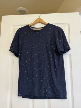 Old Navy Navy Short Sleeve Crew Tee with Tiny Dot Pattern